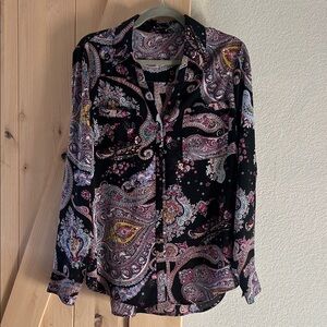 Express Black Paisley Button Down Shirt